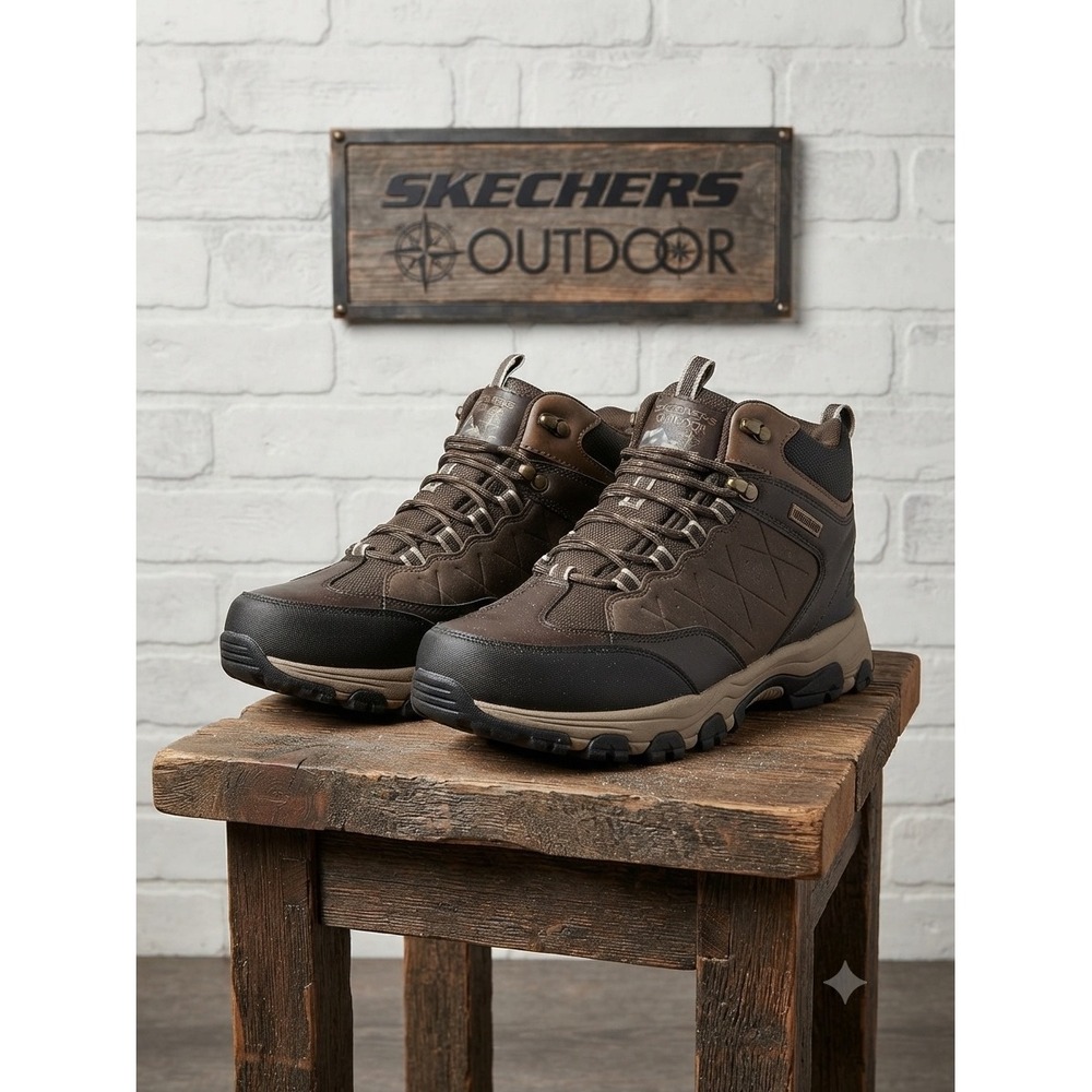 Skechers Outdoor Waterproof Hiking Boots Mens 10 Brown Leather SN 66283 CHOC